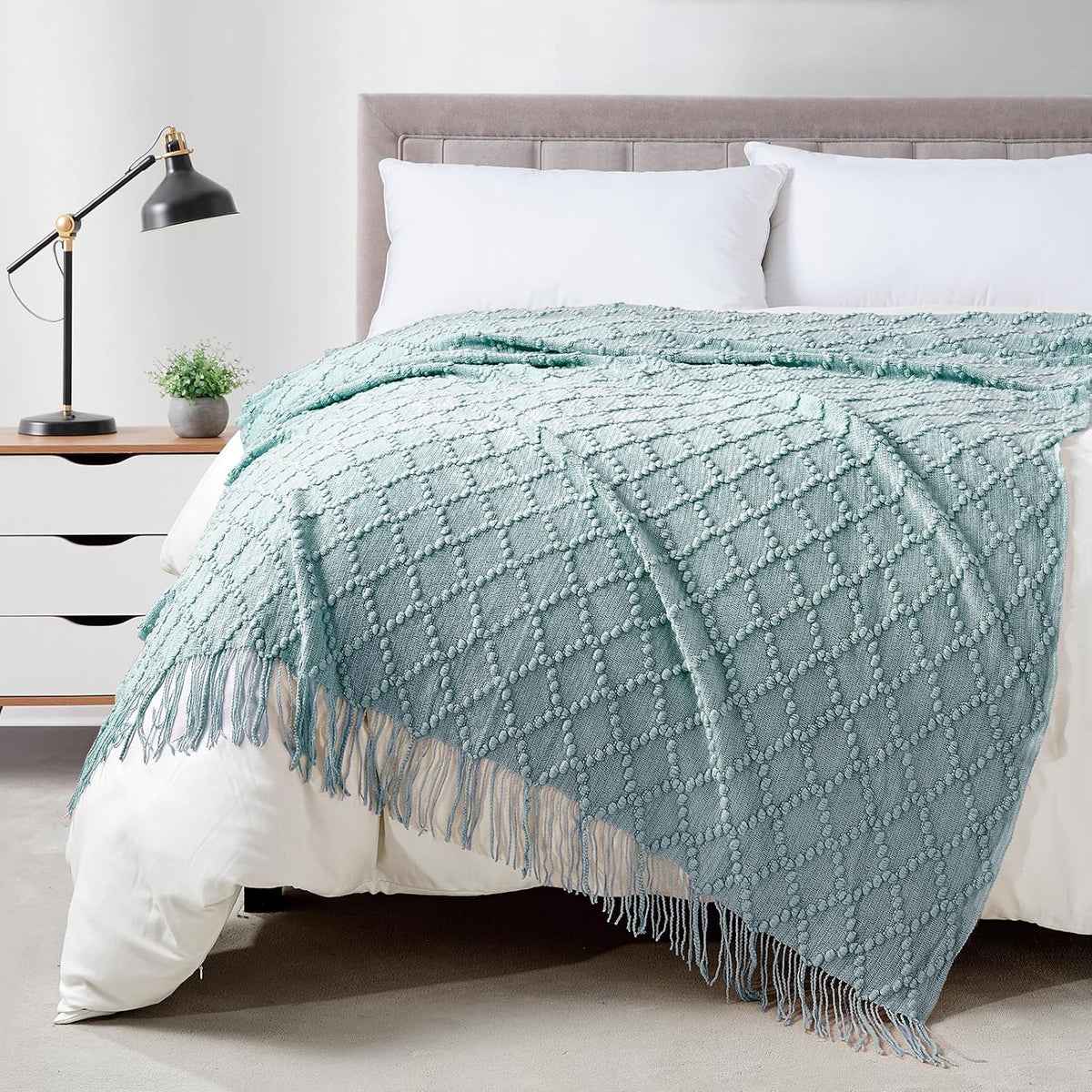 Auqa Throw Blanket 50 X70 Inch Jacquard Throw Knitted Blanket