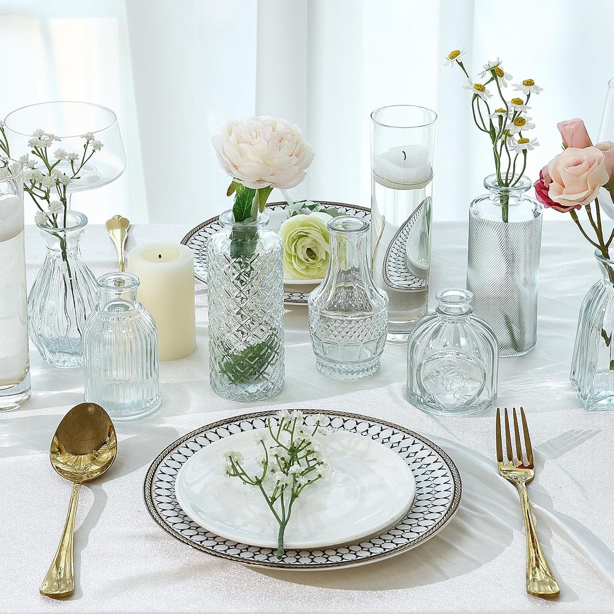 24Pcs Bud Vases for Centerpieces, Clear Glass Vase Decorations