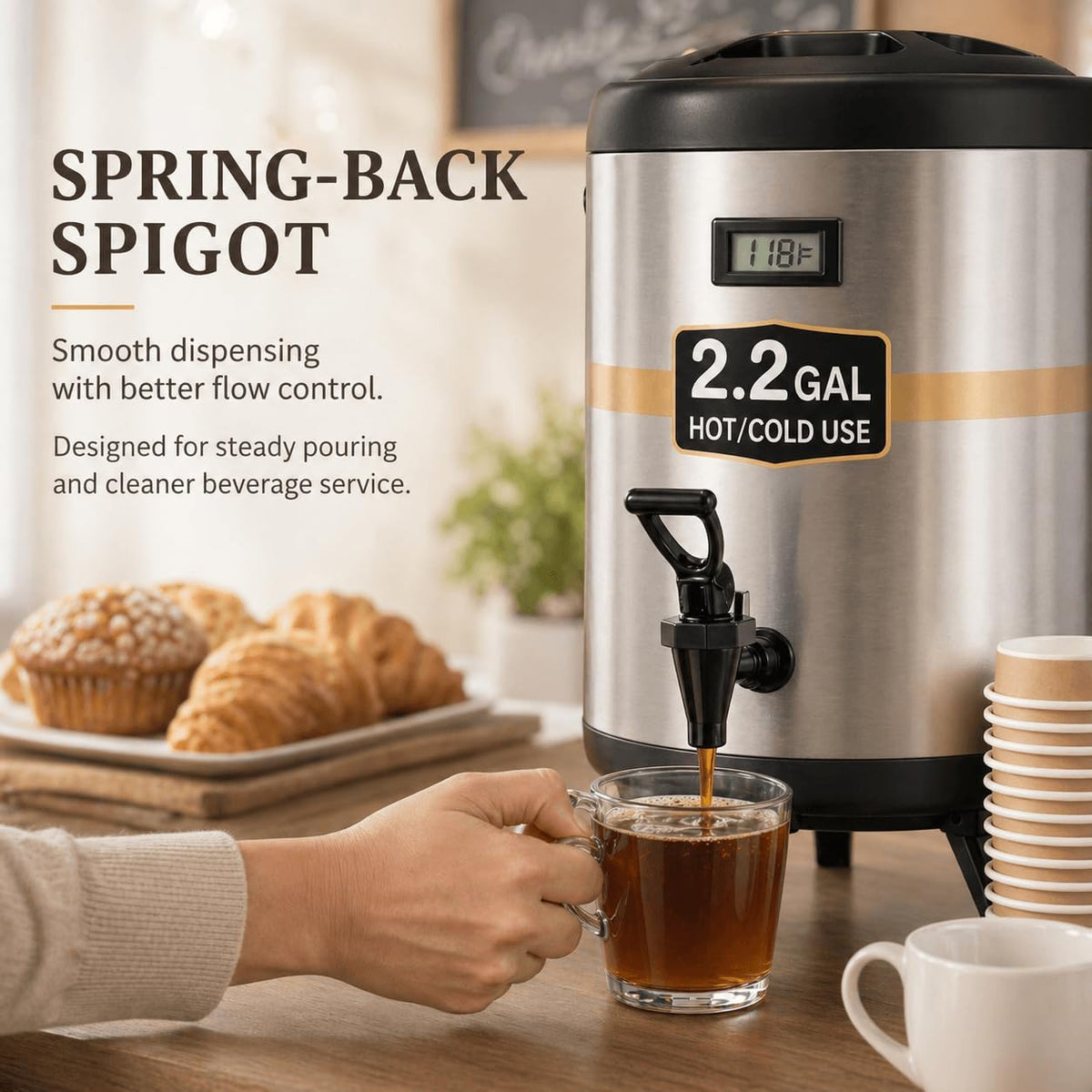 2.2 Gallon Insulated Beverage Dispenser with Spigot