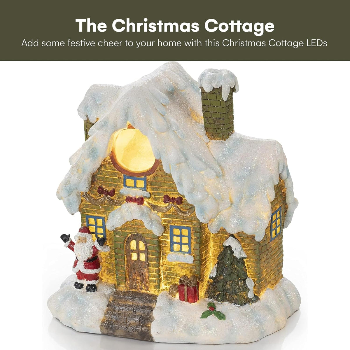 Christmas Cottage LED Holiday Light Figurines Resin Lighted Indoor Decoration Houses Village Cottage for Festive Decorations Christmas Festive Fiber Optic for Table Top Decoration