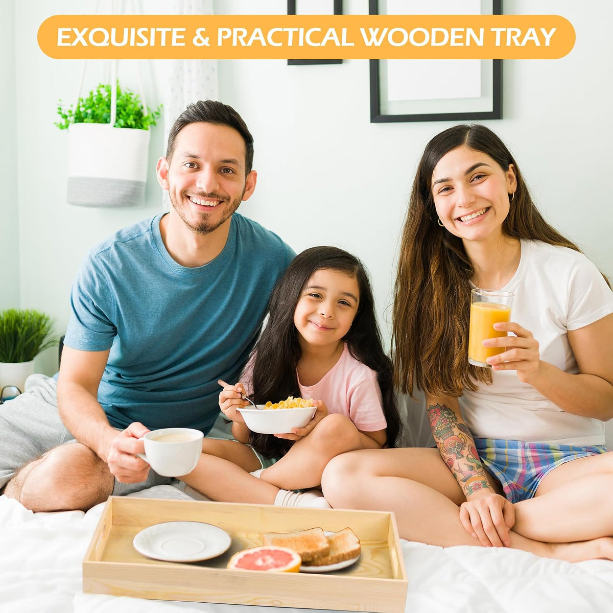 7 Pieces Wooden Trays, Wooden Nested Serving Trays