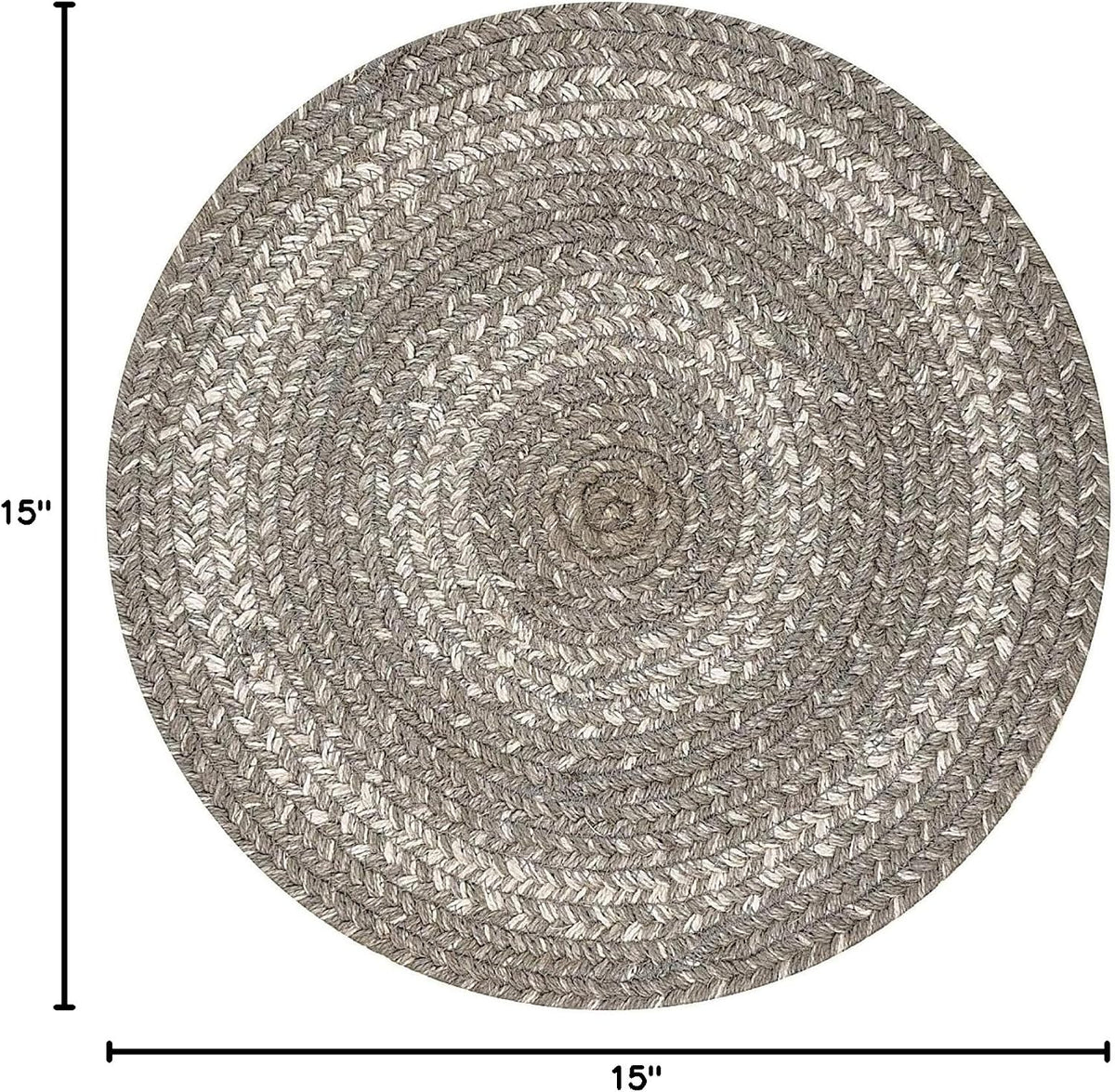 Grey Cloud Jute Braided Placemats, round 15" Set of 6