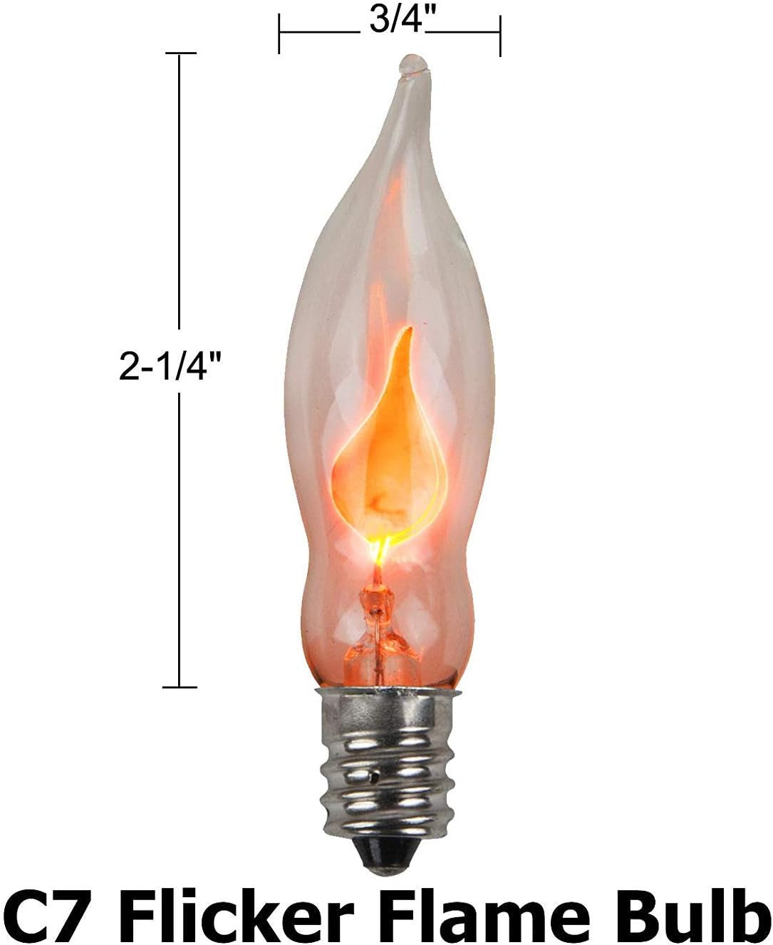 12 Pack Christmas Flicker Flame Light Bulbs, Crystal Clear Chandelier Flickering E12 Candelabra Base Replacement Bulbs for Electric Window Candles Indoor Outdoor String Light, 1 Watt, 120 Volts