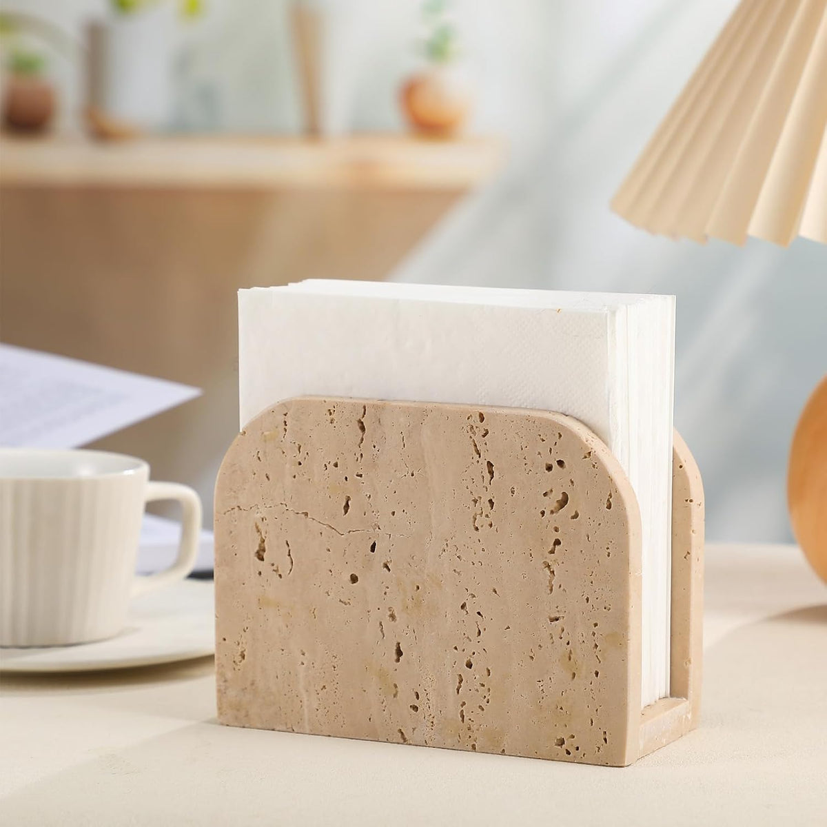 Marble Napkin Holder for Table Travertine 5.5 X 2.5 X 4 Inches