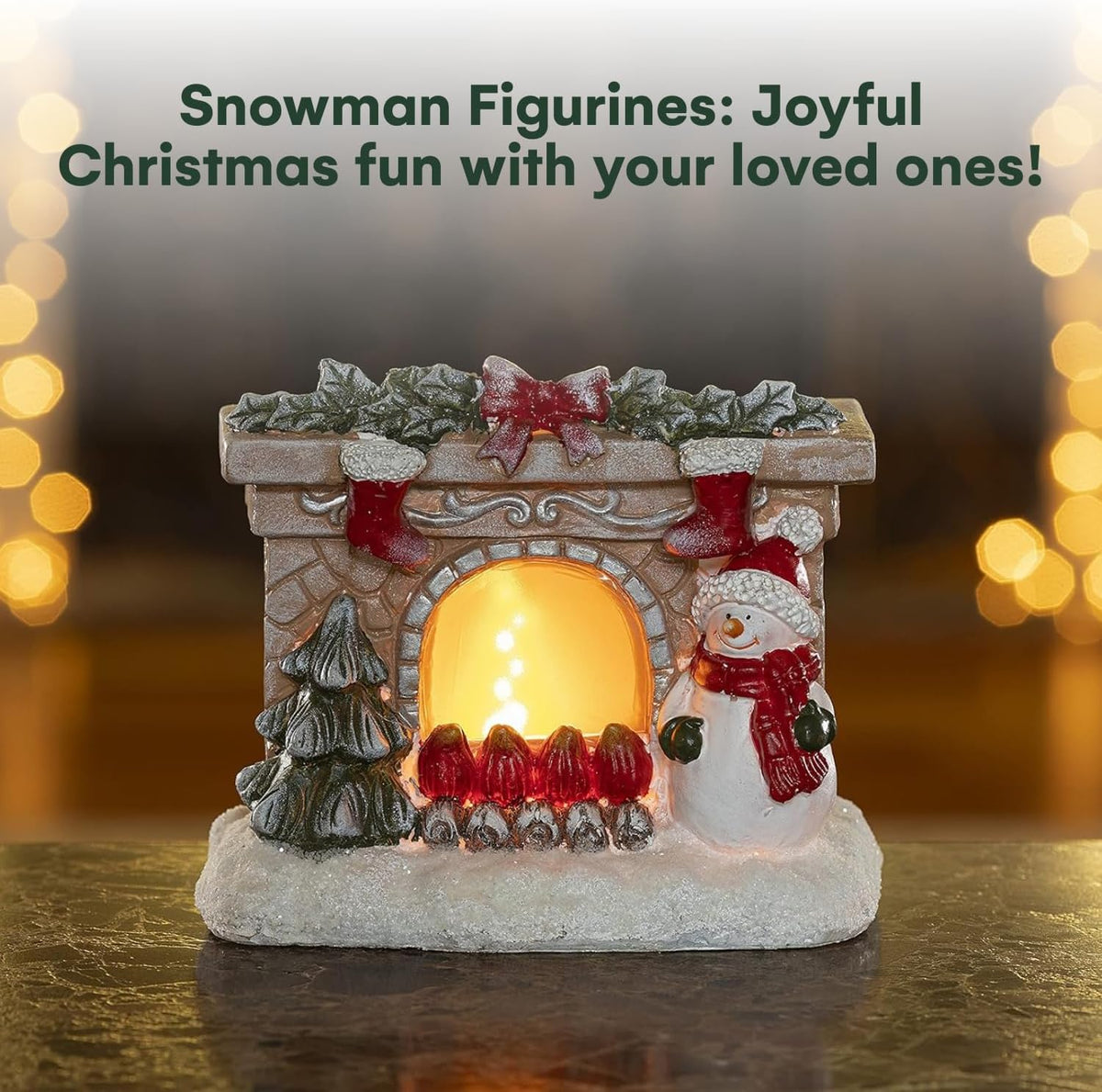 Decor Figurines Resin Lighted Decorations Table Top Decorative Fireplace Decor Figurines Light up Indoor Fiber Optic Decoration