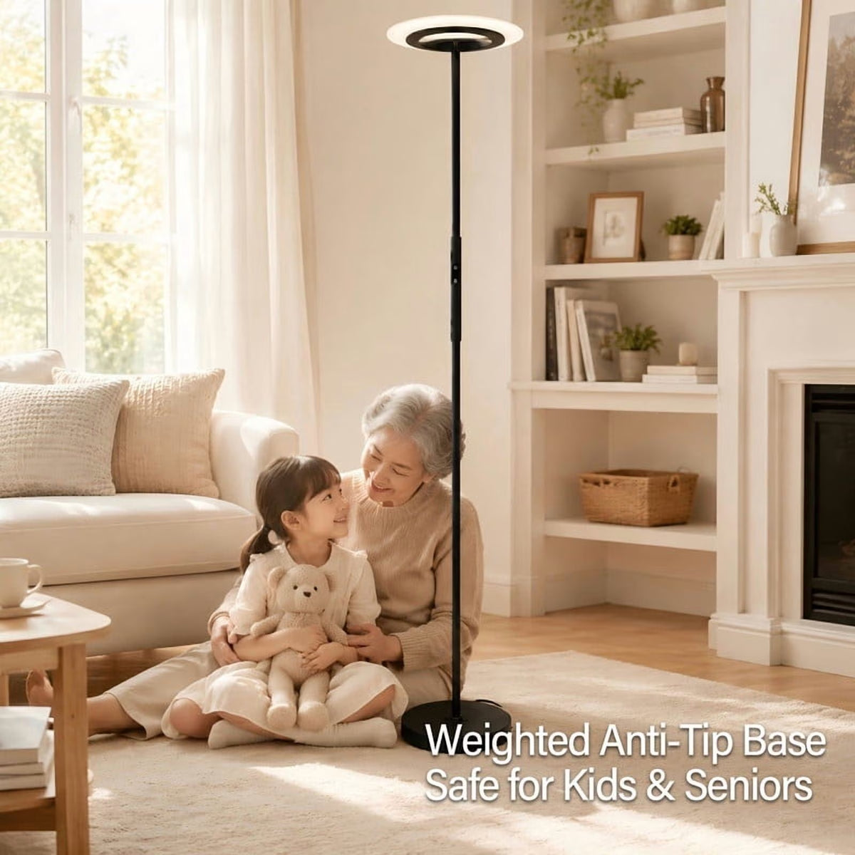 LED Floor Lamp, Rgbcw Color Changing Standing Lamp with Remote Control, Dimmable Brightness, Magnetic Remote Holder & Touch Control