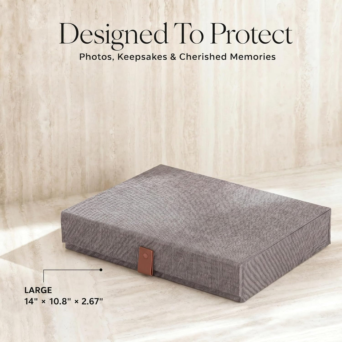 Decorative Photo Storage Box with Lid - Beautiful Linen Organizer