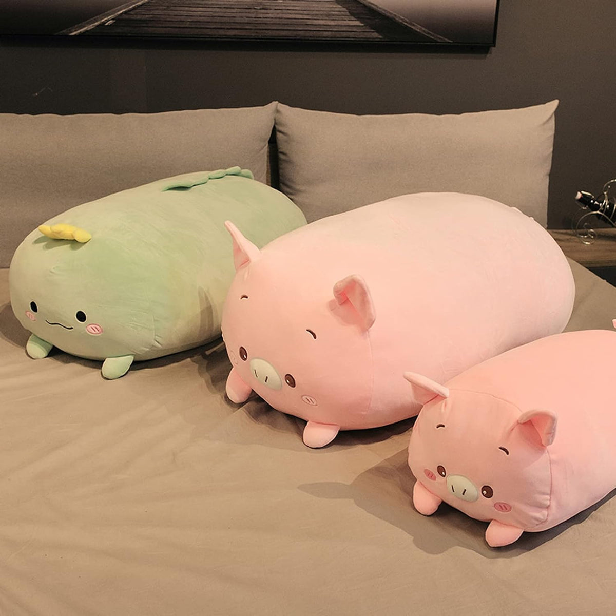 Pig Plush Pillow Soft Pig Stuffed Animal Toy Piggy Body Pillow, 33.5"