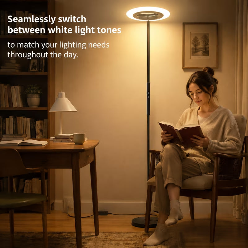 LED Floor Lamp, Rgbcw Color Changing Standing Lamp with Remote Control, Dimmable Brightness, Magnetic Remote Holder & Touch Control