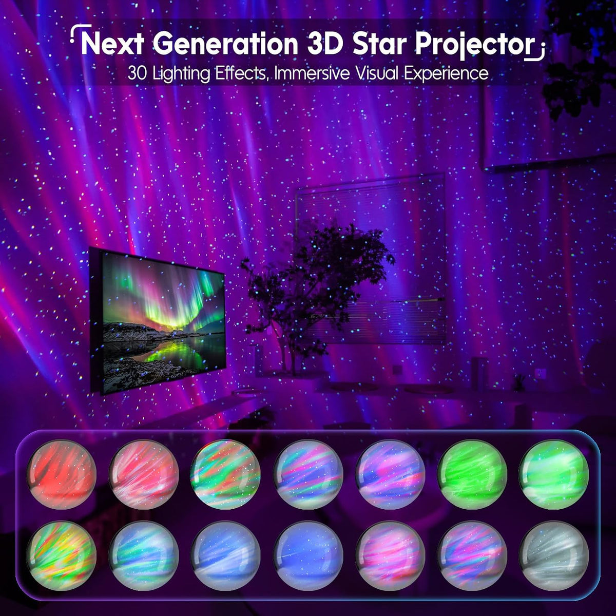 Aurora Light Projector, Galaxy Light Star Projector for Bedroom