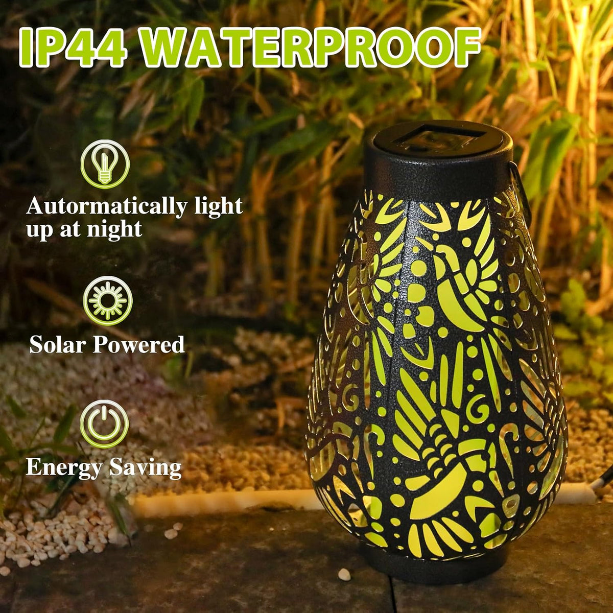 Hummingbird Solar Lantern Outdoor Waterproof Metal Hanging Garden Light