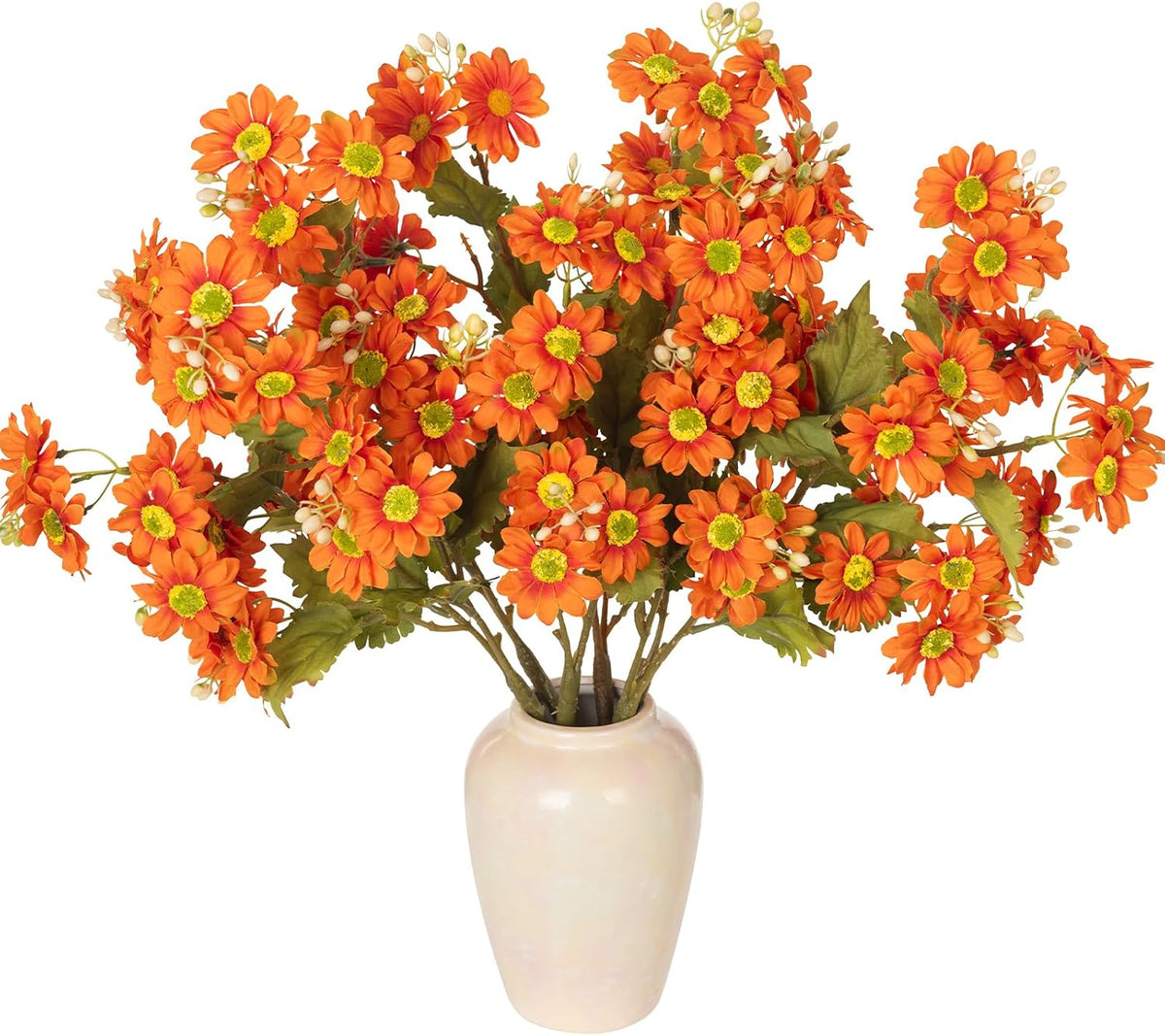 6 Bundles Artificial Daisy Silk Flowers for Home Decor Indoor Fake Mums