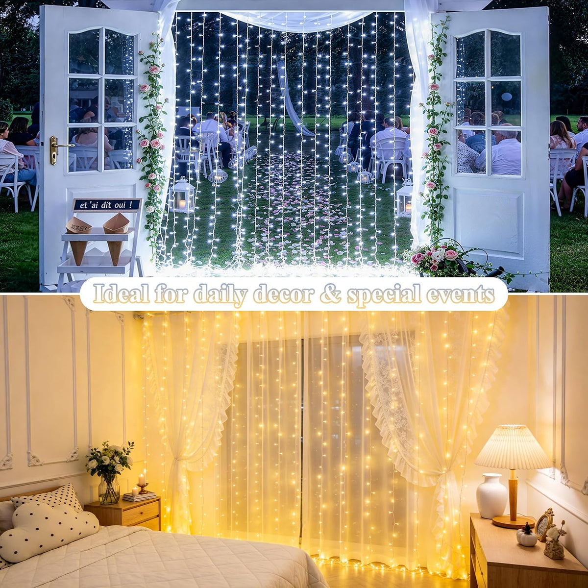RGB Curtain Lights, 300 LED 9.8×9.8FT Color Changing String Lights
