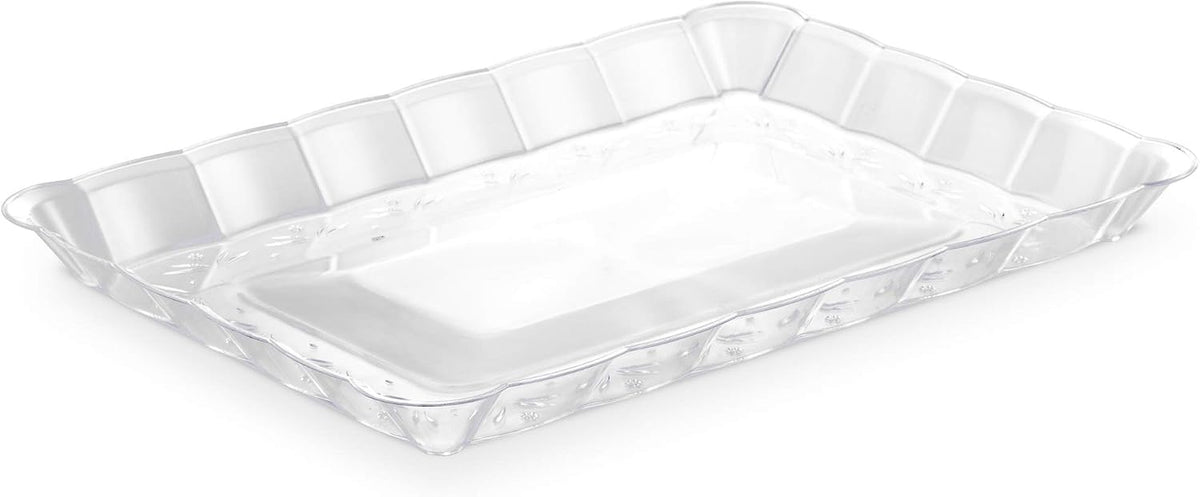Plastic Serving Trays - Serving Platters Rectangle 9X13 Disposable Party Dish Includes 4 Trays