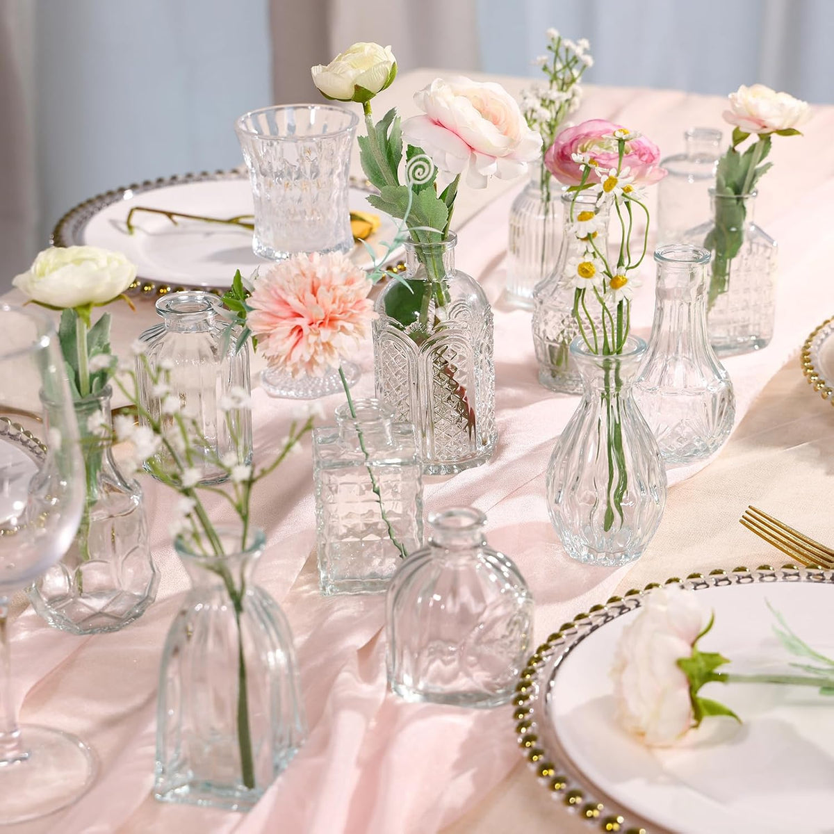24Pcs Bud Vases for Centerpieces, Clear Glass Vase Decorations