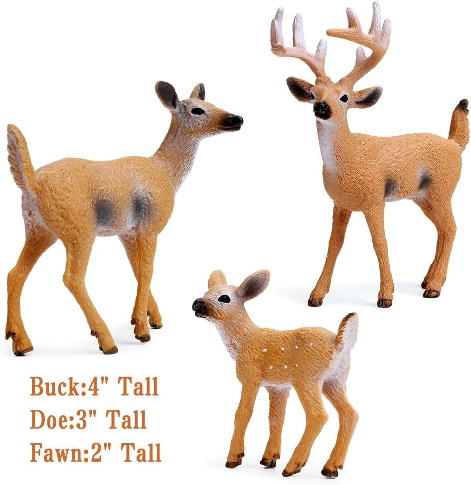 Deer Figurines Cake Toppers, Deer Toys Figure, Small Woodland Animals Set of 9