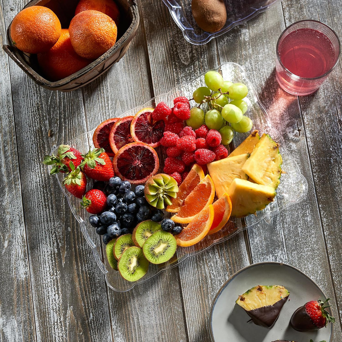 Plastic Serving Trays - Serving Platters Rectangle 9X13 Disposable Party Dish Includes 4 Trays