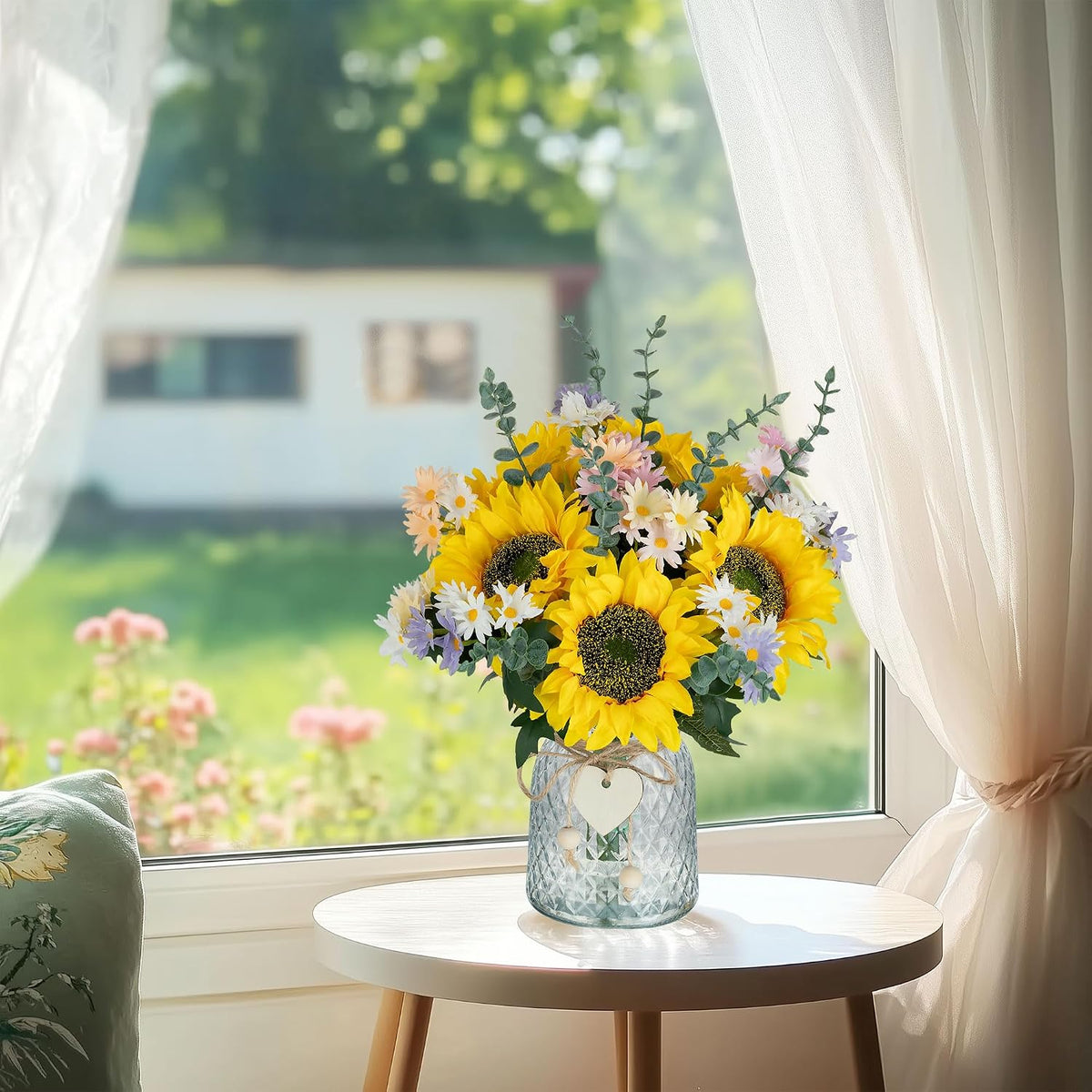 Sunflower Centerpieces for Tables, Fake Flowers Bouquet in Vase