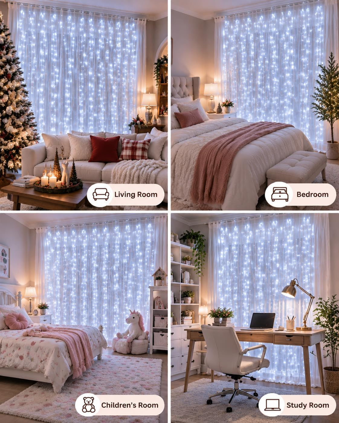304 LED Curtain Lights, 9.8FT X 9.8FT Fairy Lights for Bedroom