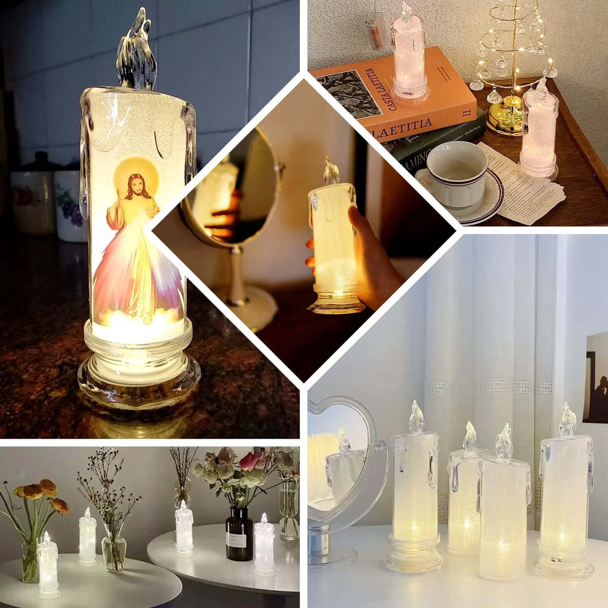 3 Pack | 7" Warm White LED Flameless Tea Light Candles, Battery Operated Candle Lamp