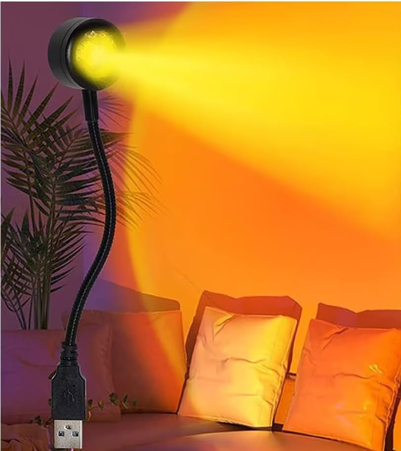 2Pcs LED Sunset Ambient Lamp Night Light,Usb Warm Ambient Light,Projector Birthday Party Decoration Portable Mood Light for Bedroom Living