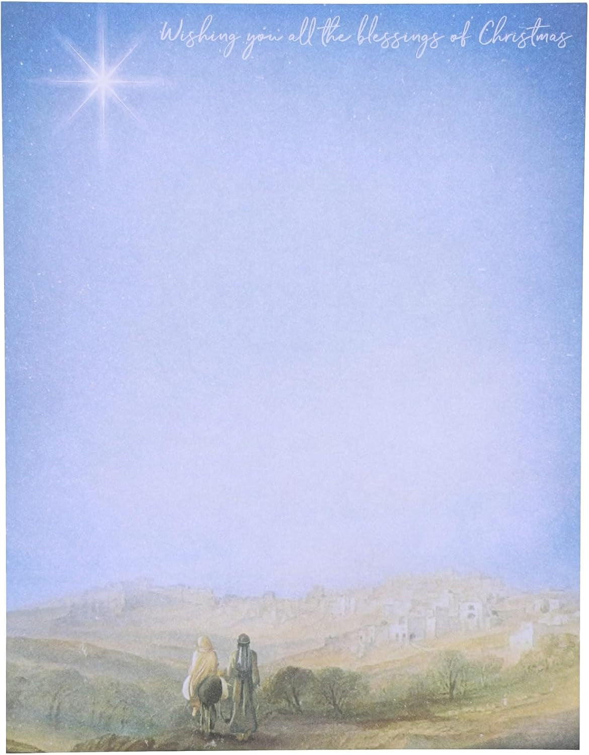 Nativity Scene Stationery Pack - 96 Sheets, 8.5 X 11 In., Blue - Religious Letterhead & Decorative Letter Paper for Letter Writing