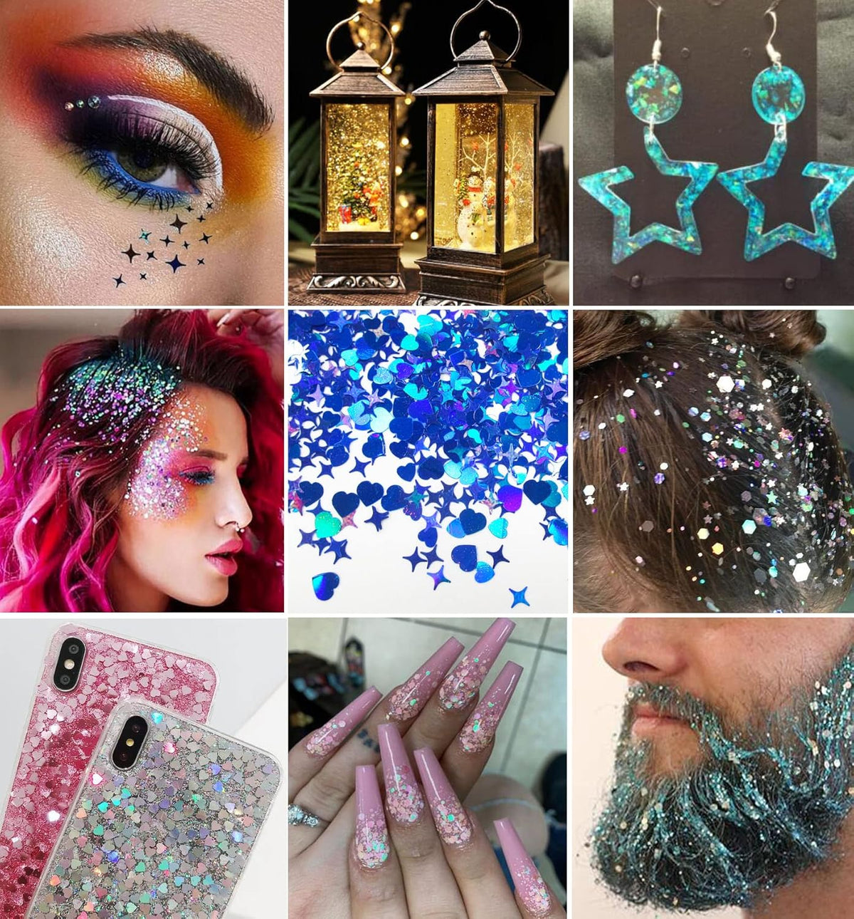 Holographic Nail Glitter Star Heart Butterfly Shaped Chunky Glitter Flakes