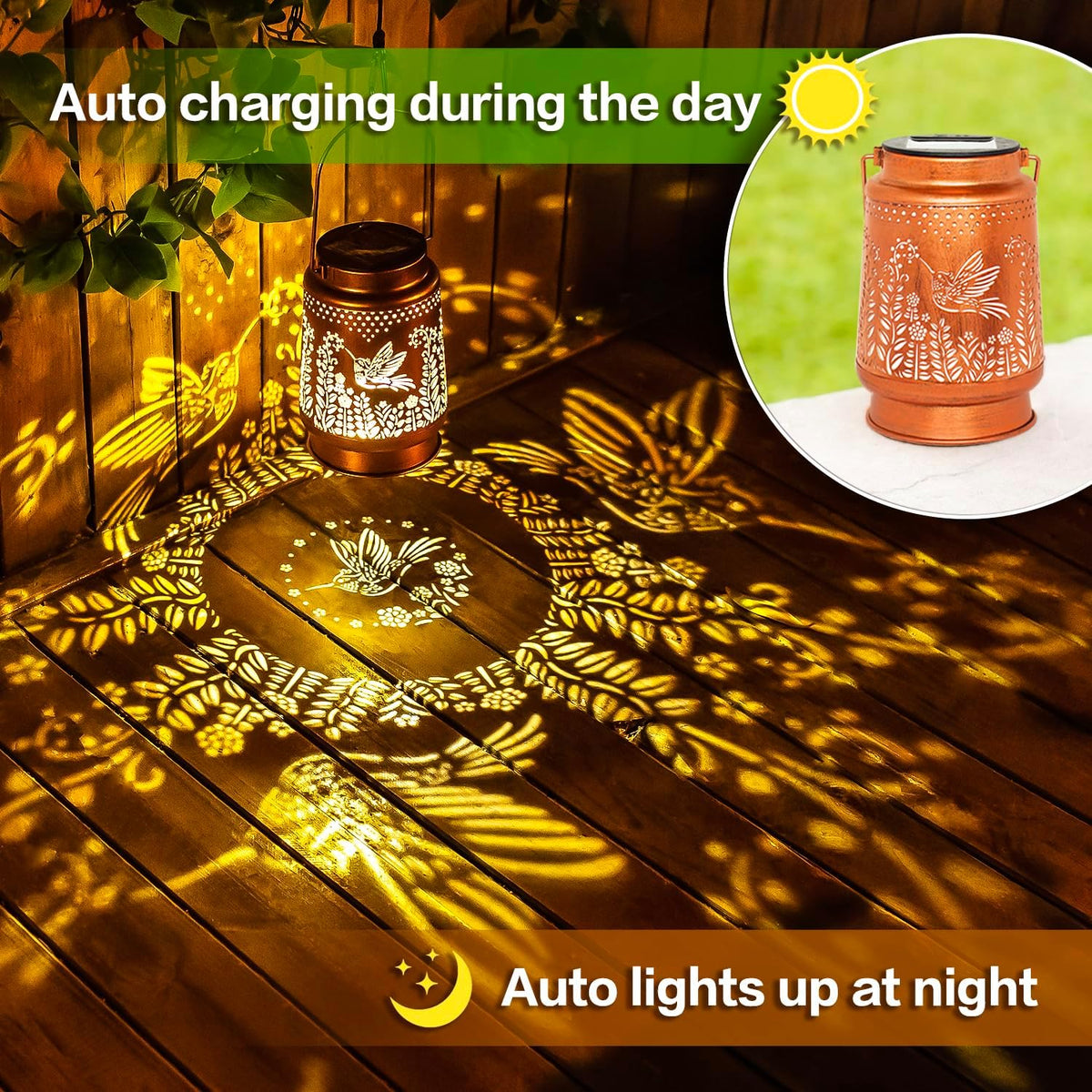 Hummingbird Solar Lantern,Metal Solar Light,Hummingbird Gifts for Women Men