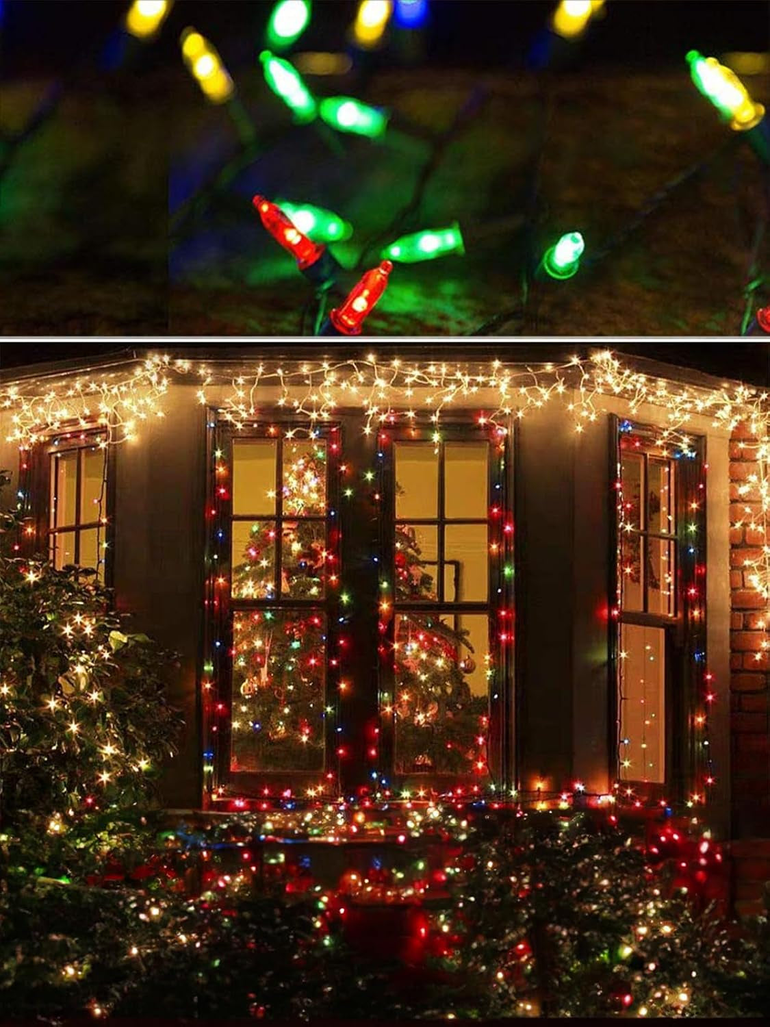 16Ft 50LED Christmas Lights Battery Operated, Multicolor, 2 Pc