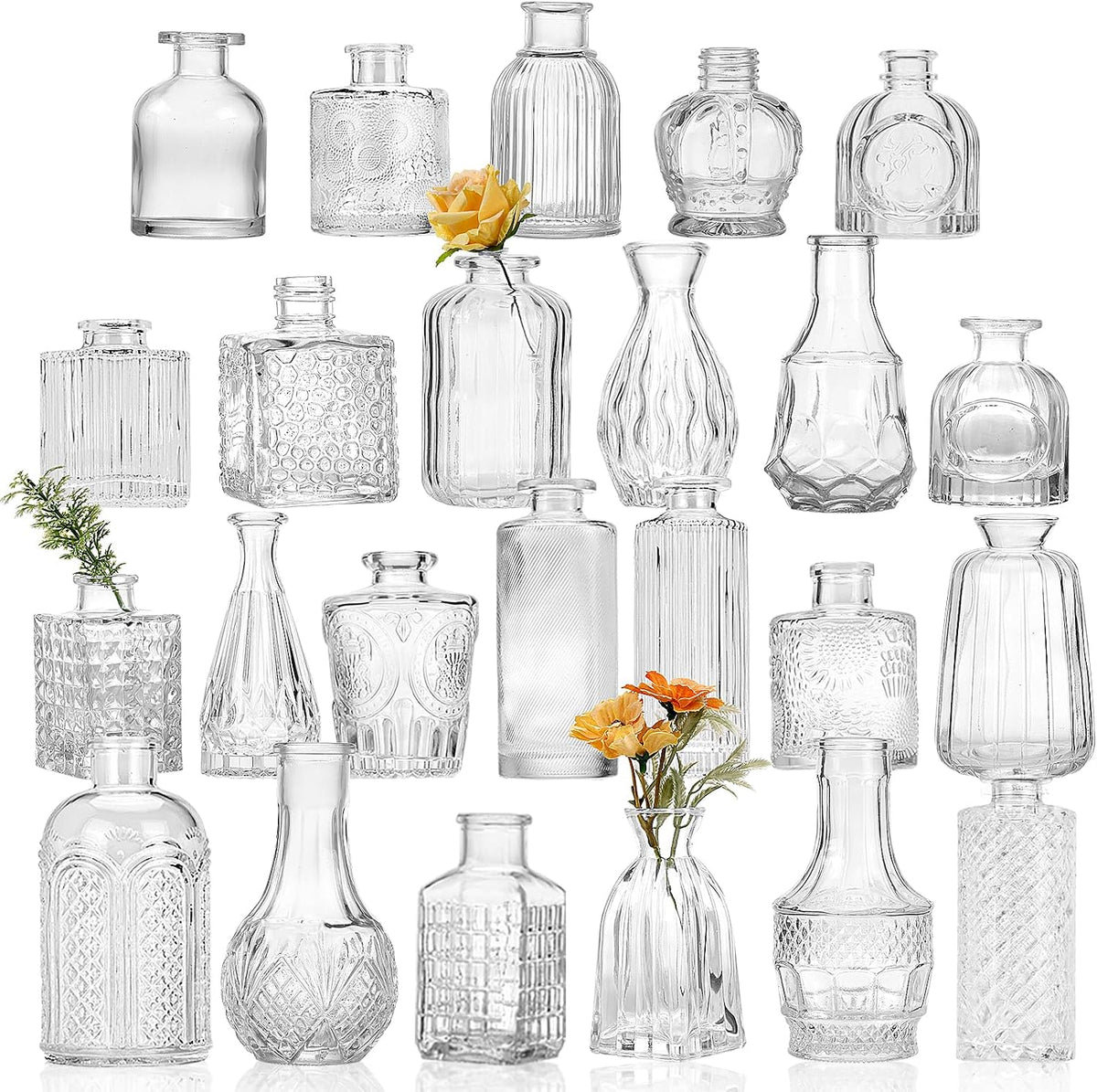 24Pcs Bud Vases for Centerpieces, Clear Glass Vase Decorations