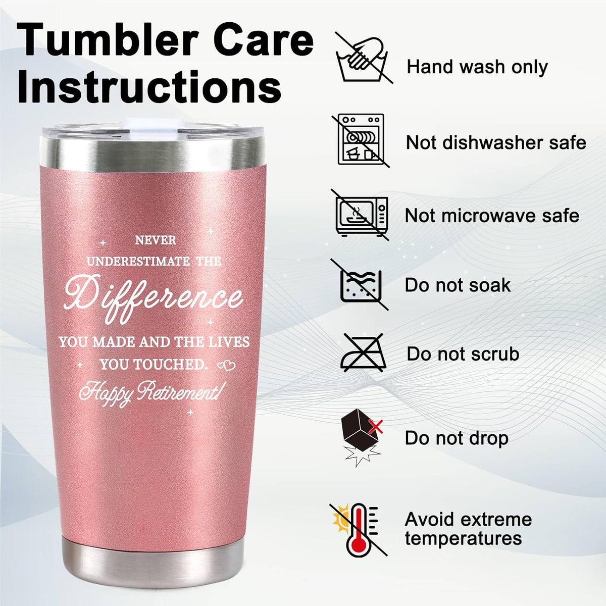 Retirement Gifts for Women, 20 Oz Retired Tumbler Cup with Lid & Straw, Best Retirement Gift Stainless Steel Cup for Women Coworker Teacher Nurses Her Mom Grandma Retirees Christmas, Rose Gold