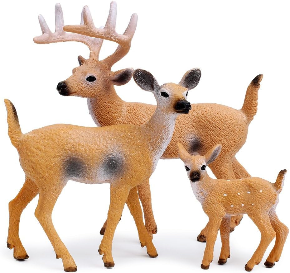 Deer Figurines Cake Toppers, Deer Toys Figure, Small Woodland Animals Set of 9