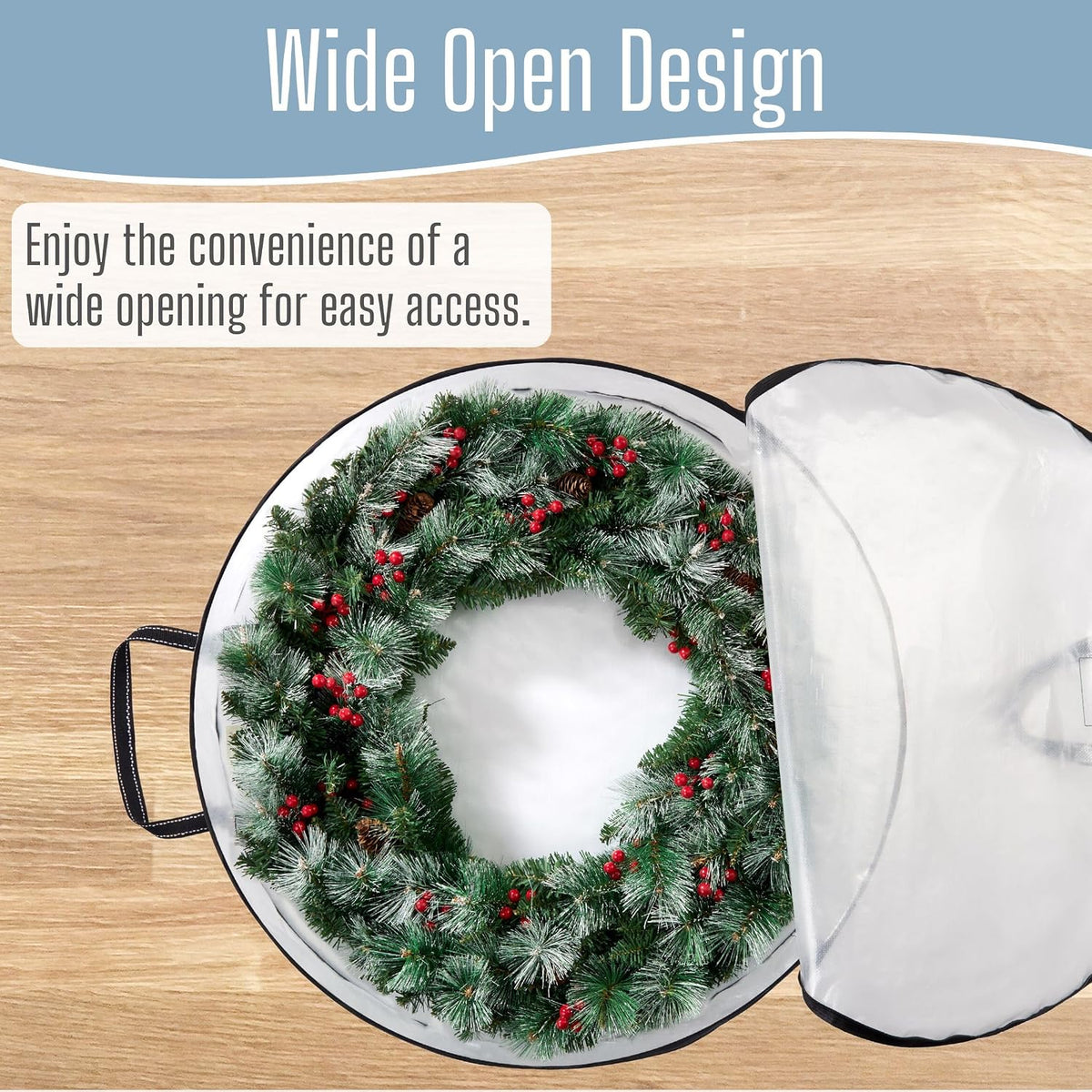 4 Pack Summer Wreath Storage Container, 36 Inch Clear Wreath Bag, Spring, Christmas Garland Decoration Organizers with Zipper and Durable Handles (Clear, 36"-4 Pack)