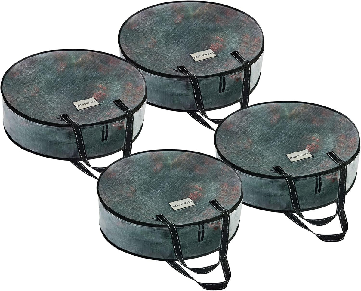 4 Pack Summer Wreath Storage Container, 36 Inch Clear Wreath Bag, Spring, Christmas Garland Decoration Organizers with Zipper and Durable Handles (Clear, 36"-4 Pack)