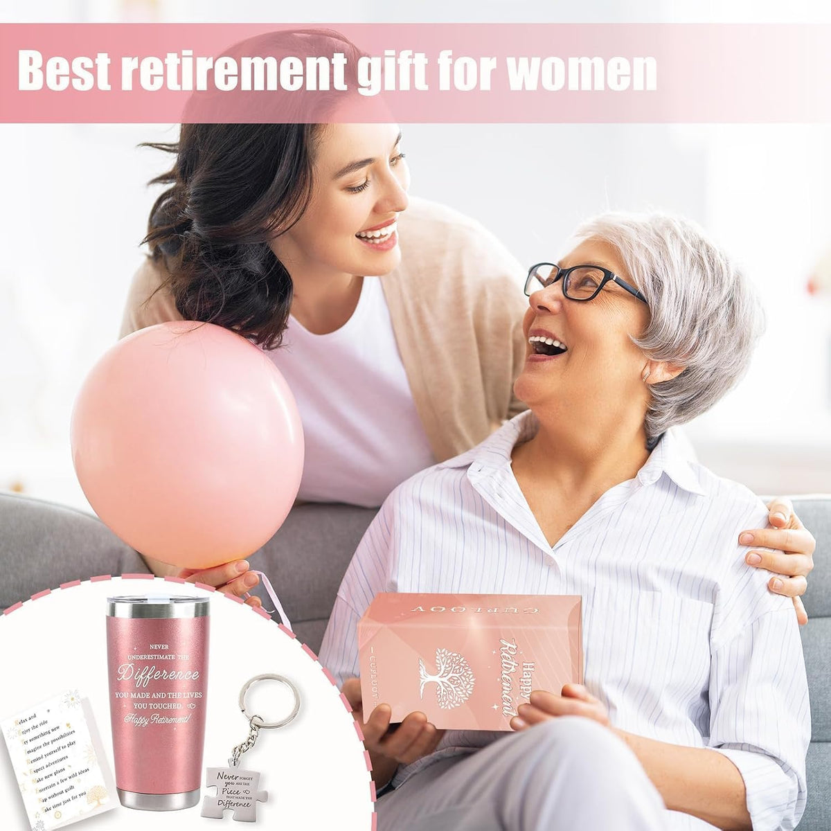 Retirement Gifts for Women, 20 Oz Retired Tumbler Cup with Lid & Straw, Best Retirement Gift Stainless Steel Cup for Women Coworker Teacher Nurses Her Mom Grandma Retirees Christmas, Rose Gold