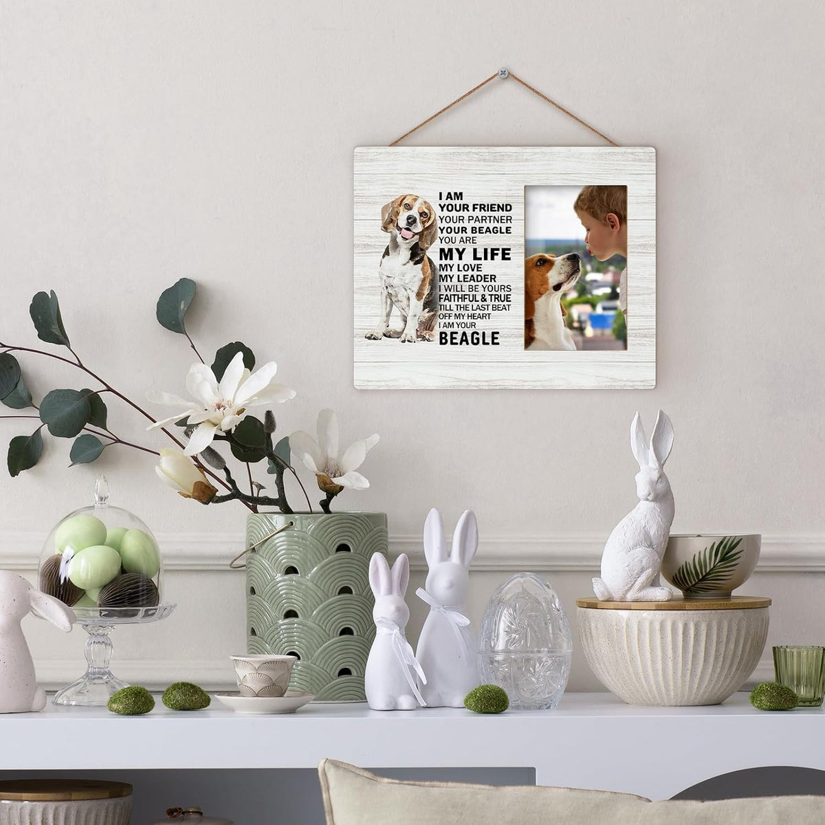 Beagle Dog Mom Dad Gifts for Women Men Dog Lovers Owner Kids, Beagle Decor Decorative Picture Frames, Beagle Ornament Frames, Beagle Beagles Dog Photo Picture Memorial Frame for 4X6 Photo