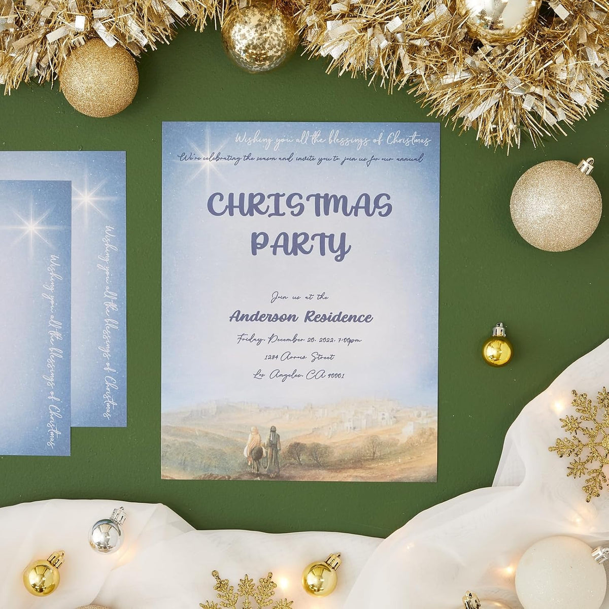 Nativity Scene Stationery Pack - 96 Sheets, 8.5 X 11 In., Blue - Religious Letterhead & Decorative Letter Paper for Letter Writing