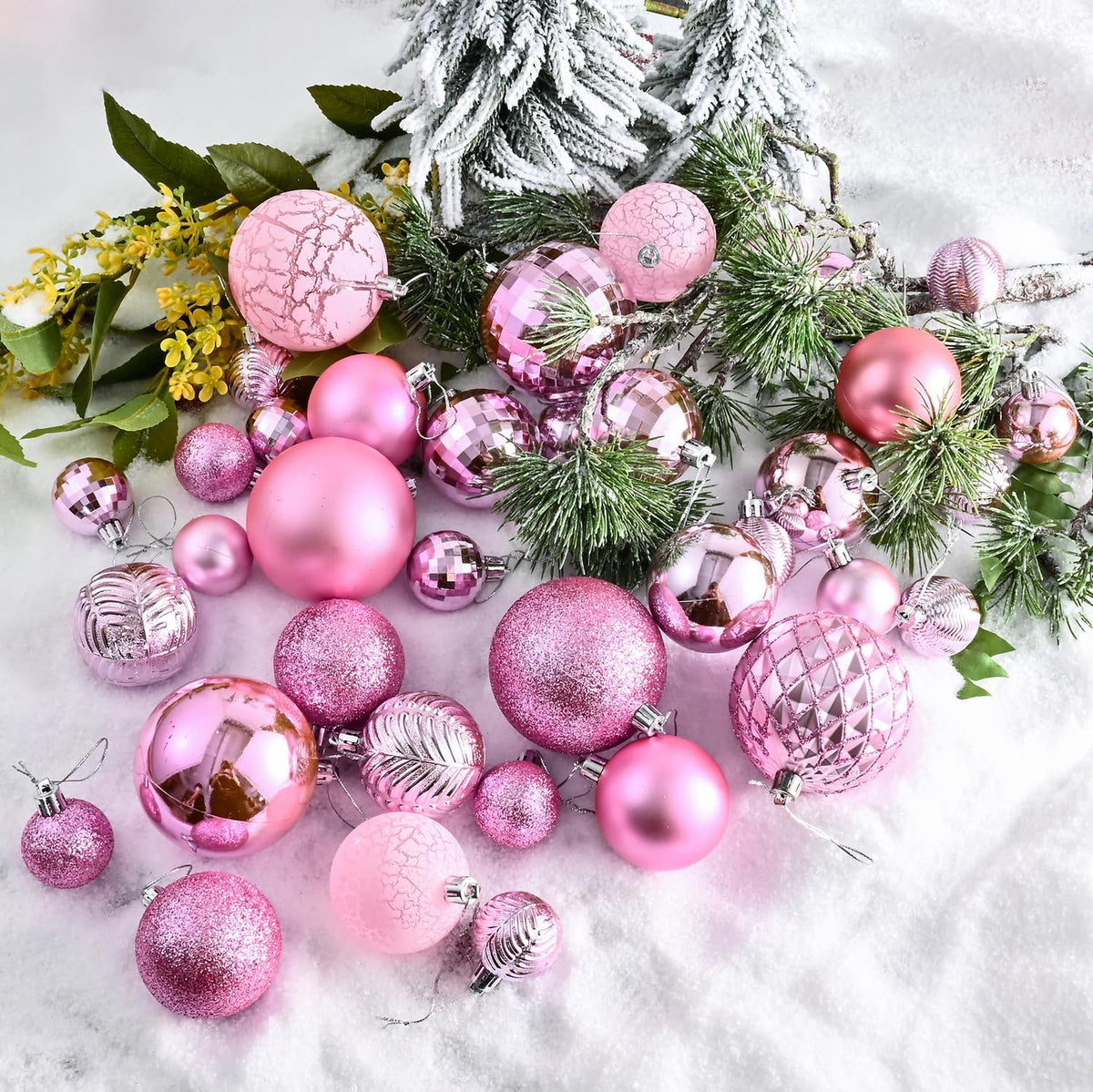 36Pcs Light Pink Christmas Balls for 2026 Christmas Tree Ornaments