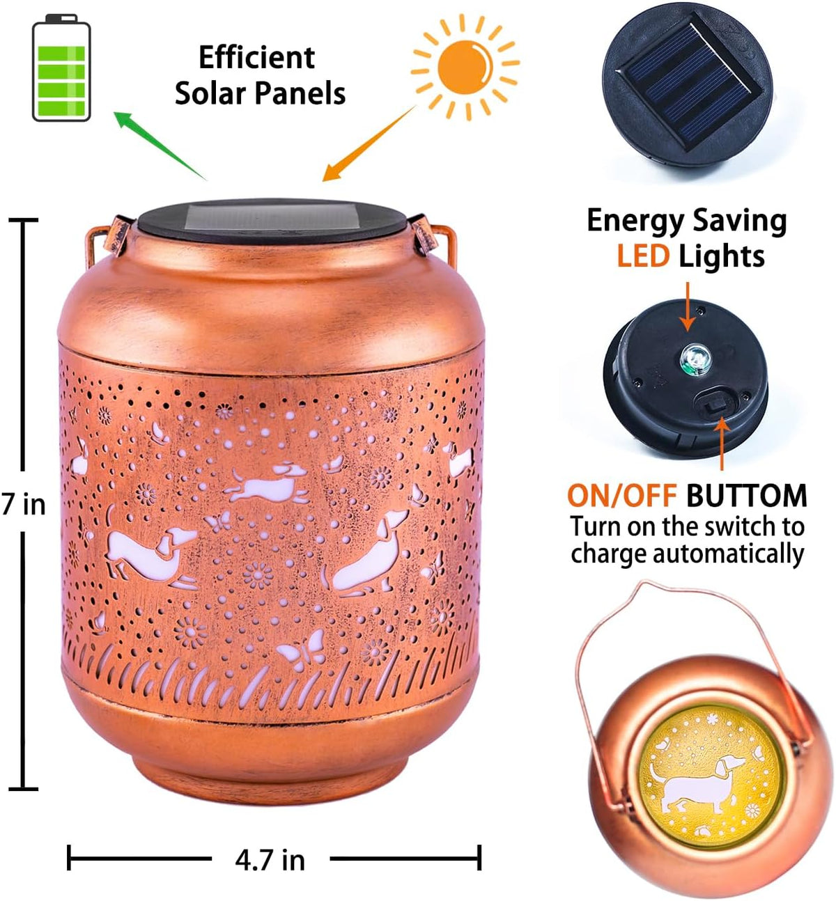 Dachshund Dog Solar Lanterns Outdoor Waterproof Hanging Solar Lights Dachshund Dog Gifts for Women & Men Metal Decorative LED Dachshund Dog Lanterns for Garden Decor,Patio,Lawn,Pathway,Yard