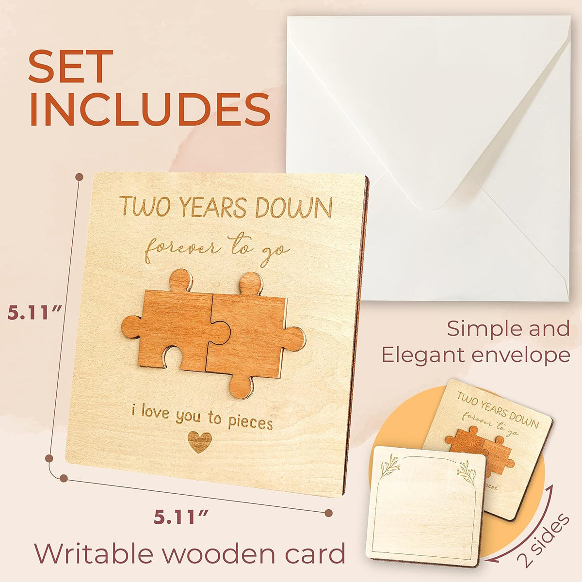 2Nd Anniversary Card for Him and Her, 2 Year Wood Gift