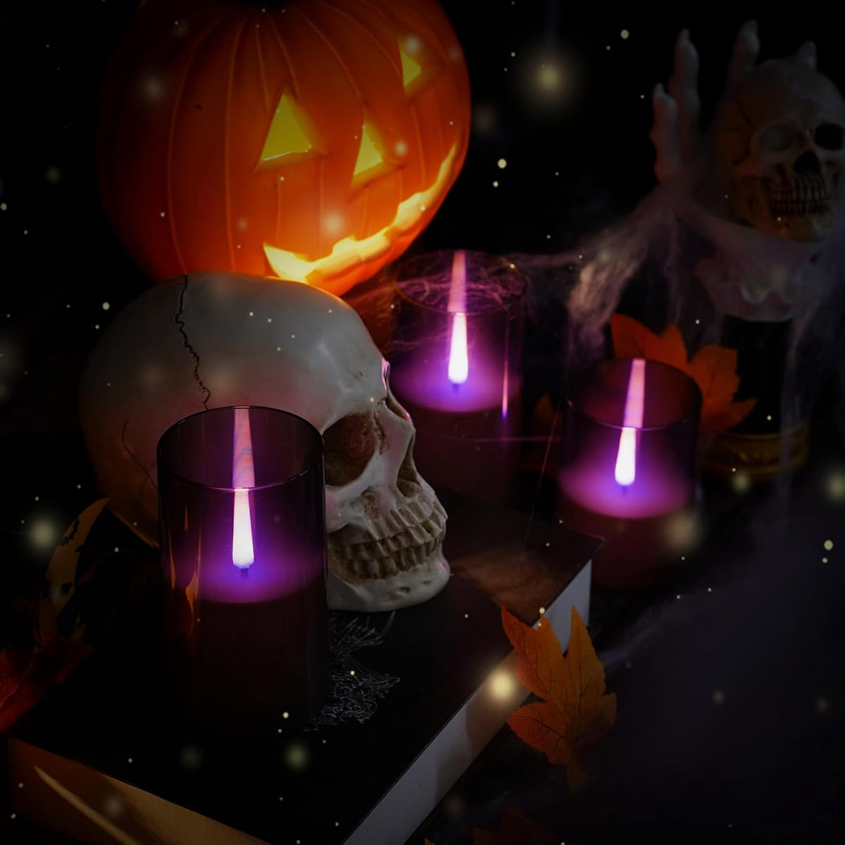 Flameless Candles Upgraded Realistic Flickering Flame,Battery Operated LED Candles with Remote Timers,Acrylic Electric Candles Set of 3(D 3" Xh 4" 5" 6")（Grey）