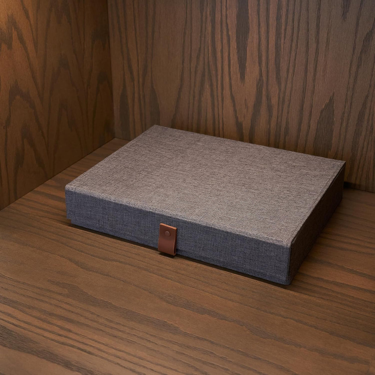 Decorative Photo Storage Box with Lid - Beautiful Linen Organizer