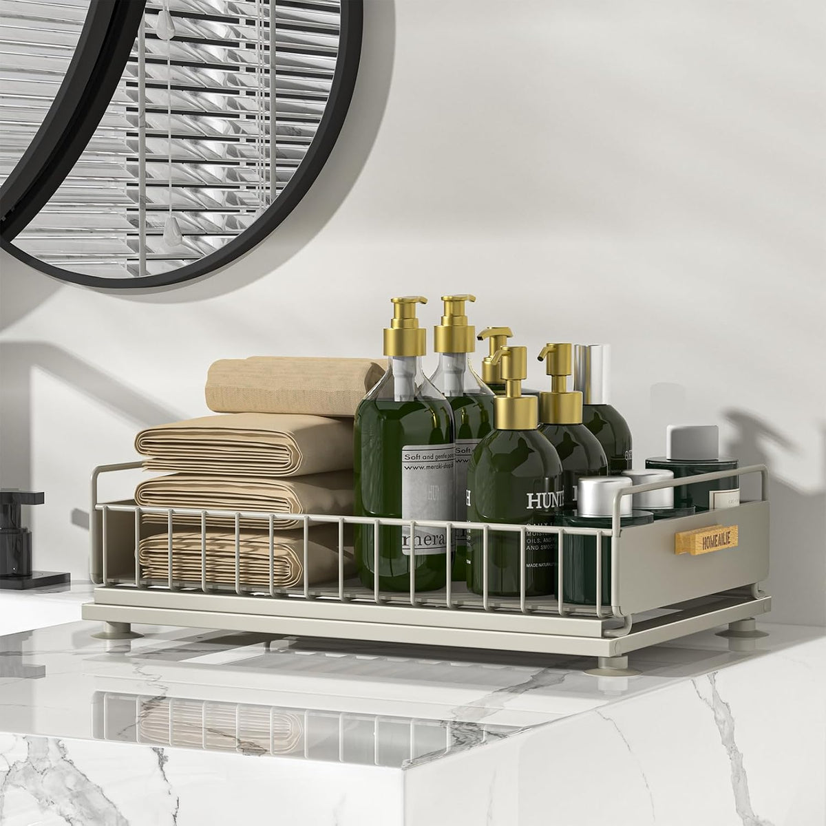 Under Sink Organizer, 2 Packs under Sink Organizers and Storage, Slide Out Pull Out Cabinet Organizer Shelf with Metal Drawers for Kitchen Bathroom Pantry, Gray