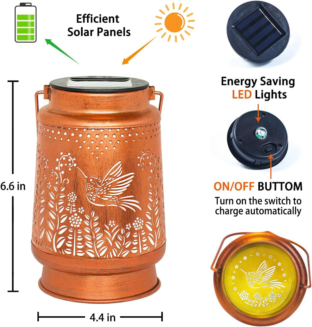 Hummingbird Solar Lantern,Metal Solar Light,Hummingbird Gifts for Women Men