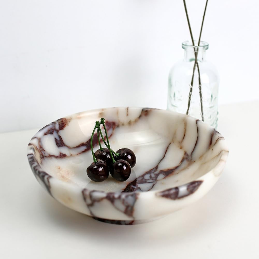 Luxury Decorative Marble Bowl, 7.8" Natural Marble Key Bowl for Home Decor