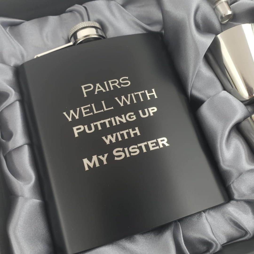 Brother in Law Gifts Funny Christmas, Cool Gifts for Brother in Law Adult Birthday Present, Bro-In-Law Funny Flask, Pairs Well Putting up with Sister Flask (My)
