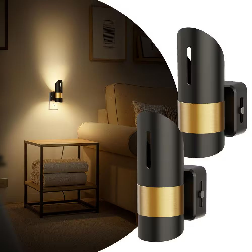 1-Light Plug-In Night Lights-Adjustable Brightness, 3000K Soft White with Dusk to Dawn Sensor for Home Bedroom(2-Pack)