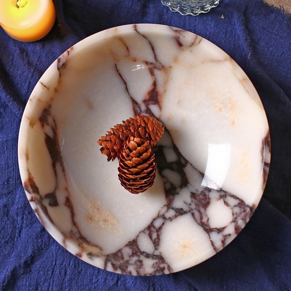 Luxury Decorative Marble Bowl, 7.8" Natural Marble Key Bowl for Home Decor