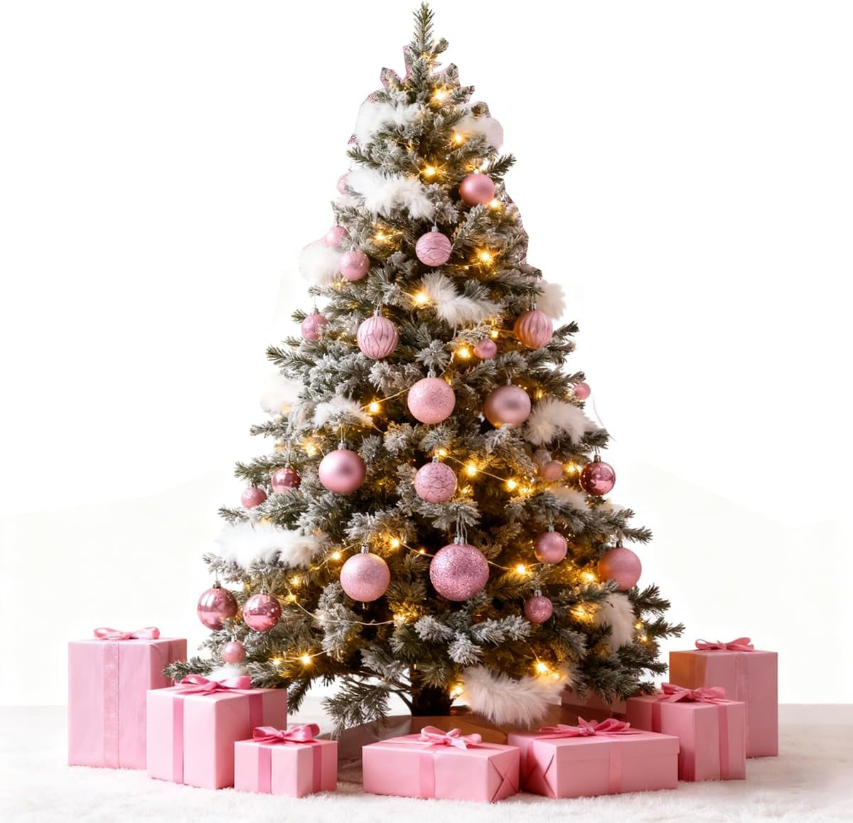 36Pcs Light Pink Christmas Balls for 2026 Christmas Tree Ornaments