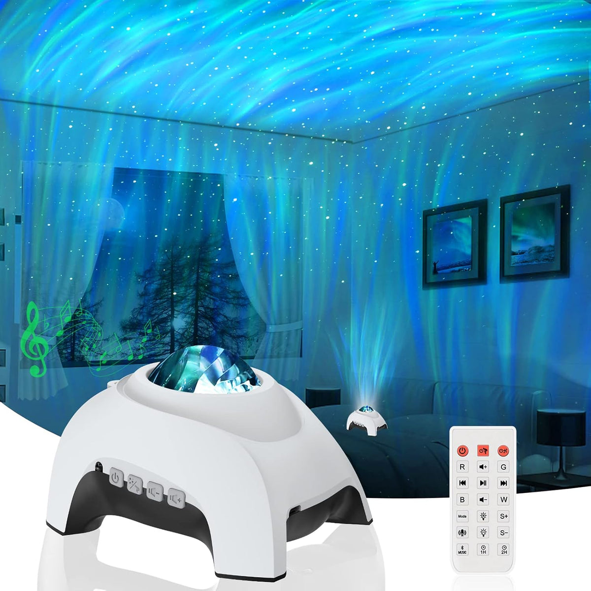 Star Projector,  Galaxy Projector, Northern Lights Aurora Projector for Bedroom with Music Bluetooth Speaker and White Noise, Starry Night Light Projectors for Kids Adults